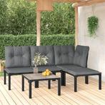 vidaXL 5-delige Loungeset poly rattan zwart en grijs, Verzenden, Nieuw, Rvs, Loungeset