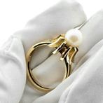 18 Krt. Gouden cocktail ring met parel (witgoud) (witgoud), Sieraden, Tassen en Uiterlijk, Ringen, 18 tot 19, Gebruikt, Overige kleuren