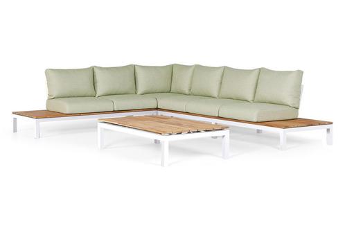 Suns Memphis loungeset 6-zits soft green - Sunproof met wit, Tuin en Terras, Tuinsets en Loungesets, Ophalen of Verzenden