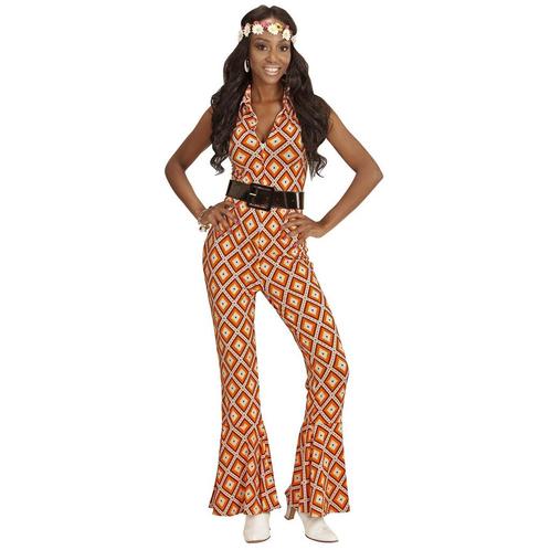 Disco 70S Jumpsuit Oranje Dames Geruit, Kleding | Dames, Carnavalskleding en Feestkleding, Nieuw, Verzenden