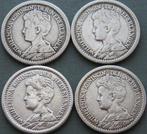 Nederland. Wilhelmina. 1/2 Gulden 1910-1912-1913-1919(4, Postzegels en Munten, Munten | Nederland