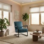 Leren fauteuil Lodge - Toledo Turquoise (blauw), Industrieel, Modern, Scandinavisch, Nieuw, Ophalen of Verzenden, 50 tot 75 cm