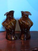 Pair of two leopard muraro glass vase torso womans - amber, Antiek en Kunst, Antiek | Glas en Kristal