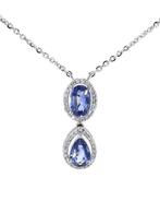 Halsketting - 14 karaat Witgoud - 0.97ct. tw. Saffier -, Nieuw