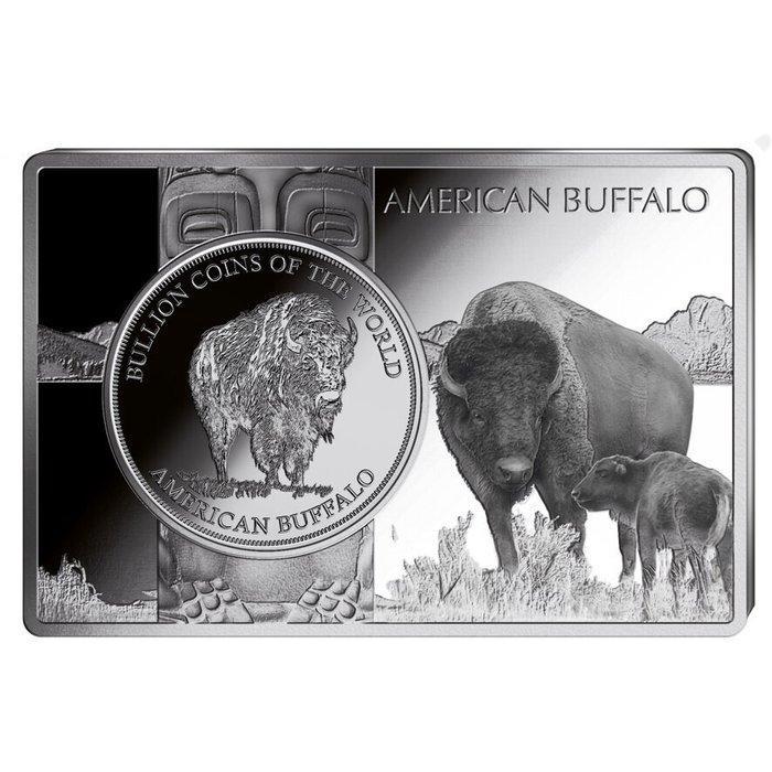 Tsjaad. 1 oz 1000 CFA Chad Buffalo Silver Coin-bar Set, Postzegels en Munten, Edelmetalen en Baren