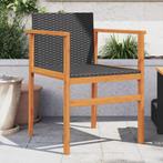 vidaXL Tuinstoelen 2 st poly rattan en massief hout zwart, Tuin en Terras, Verzenden, Nieuw, Rotan