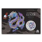 Lunar III - Year of the Dragon 1 oz 2024 Coin Card Lilac, Verzenden, Losse munt, Zilver