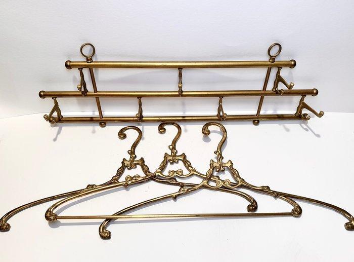 Kapstok (4) - Messing - + 3 hangers, Antiek en Kunst, Curiosa en Brocante