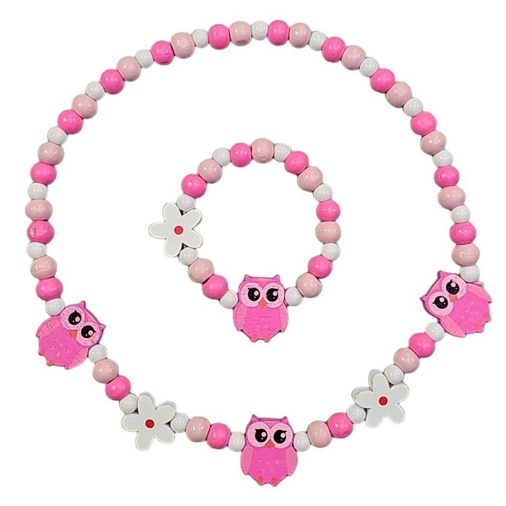 Fako Bijoux - Kinderketting en Armband - Hout - Uiltjes &, Sieraden, Tassen en Uiterlijk, Kettingen, Verzenden