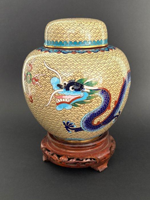 Gemberpot - Email cloisonné, brons, messing - Draken en, Antiek en Kunst, Antiek | Overige Antiek