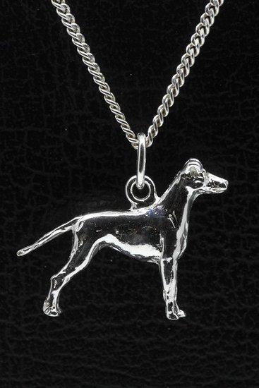 Zilveren Black and tan terrier ketting hanger - groot, Sieraden, Tassen en Uiterlijk, Kettinghangers, Verzenden