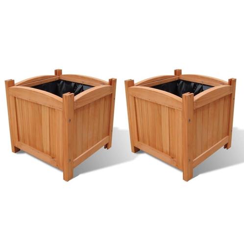 vidaXL Plantenbakken verhoogd 2 st 30x30x30 cm hout, Tuin en Terras, Bloembakken en Plantenbakken, Minder dan 60 cm, Nieuw, Hout