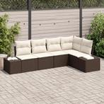 vidaXL 5-delige Tuinbankenset met kussens poly rattan bruin, Verzenden, Nieuw, Rotan