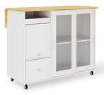 Opvouwbaar Keukeneiland 112 cm – Glazen Deuren & Eikenlook, Huis en Inrichting, Verzenden, Nieuw