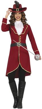 Piraat Kostuum Bordeaux Rood Dames, Kleding | Dames, Nieuw, Verzenden
