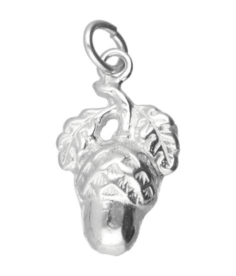 Zilveren Eikel met blad ketting hanger, Sieraden, Tassen en Uiterlijk, Kettinghangers, Verzenden