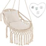 COSTWAY Hangstoel met 2 kussens, hangschommel tot 150 kg bel, Verzenden, Zo goed als nieuw