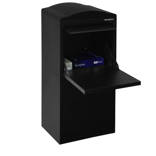 Logixbox Frontbox achteruitname pakketbrievenbus - zwart, Tuin en Terras, Brievenbussen, Nieuw, Verzenden
