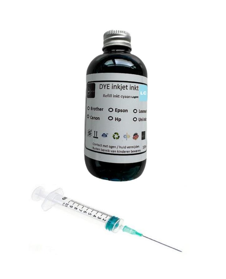 Geschikt HP navul inkt LICHT CYAAN (licht blauw) 100ml, Computers en Software, Printerbenodigdheden, Cartridge, Nieuw