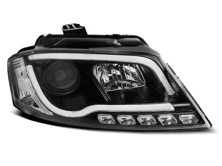 Audi A3 8P 2008-2012 Tube Black LED koplamp units, Auto-onderdelen, Verlichting, Nieuw, Alfa Romeo, Verzenden