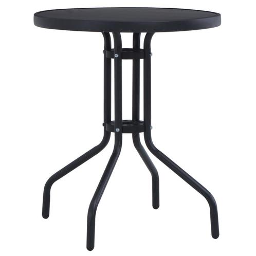 vidaXL Tuintafel 60 cm staal en glas zwart, Tuin en Terras, Tuintafels, Nieuw, Metaal, Verzenden