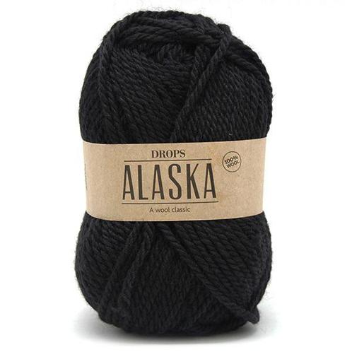 DROPS Alaska Uni Colour - 06 zwart - Wol Garen, Hobby en Vrije tijd, Breien en Haken, Ophalen of Verzenden