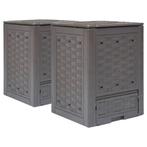 vidaXL Compostbakken 2 st 600 L 60x60x83 cm kunststof rattan, Verzenden, Nieuw