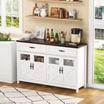 Witte buffetkast met glasdeuren, laden en opbergruimte, Huis en Inrichting, Kasten | Buffetkasten, Verzenden, Nieuw
