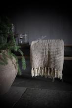 Plaid katoen Brown franje 180 x 130 cm, Ophalen of Verzenden, Nieuw