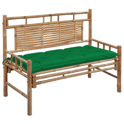 vidaXL Tuinbank met kussen 120 cm bamboe, Tuin en Terras, Tuinbanken, Nieuw, Hout, Verzenden