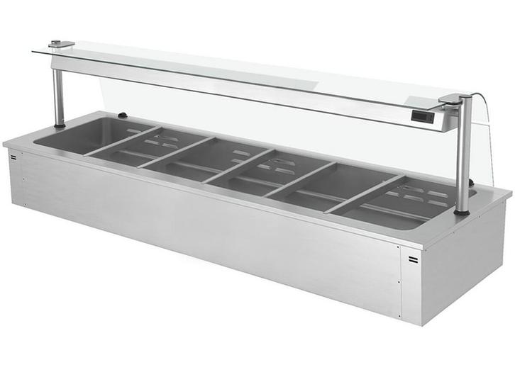 GGM Gastro | Bain marie inbouw - 2,1m - 6x GN 1/1 - met |, Zakelijke goederen, Horeca | Meubilair en Inrichting, Nieuw in verpakking