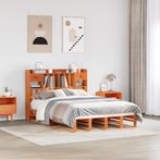 vidaXL Bed met boekenkast zonder matras grenenhout wasbruin, Huis en Inrichting, Slaapkamer | Bedden, Bruin, Verzenden, 140 cm