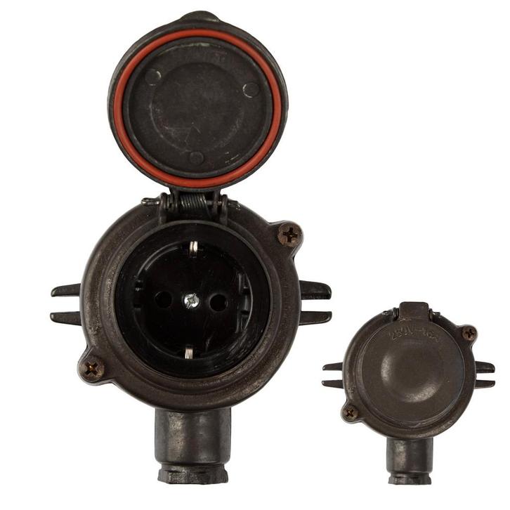 Jaren 30 Vintage Stopcontact I Zwart Brons Tuinverlichting, Doe-het-zelf en Verbouw, Elektra en Kabels, Verzenden