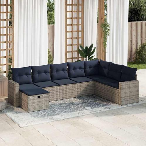 vidaXL 8-delige Loungeset met kussens poly rattan grijs, Tuin en Terras, Tuinsets en Loungesets, Loungeset, Nieuw, 8 zitplaatsen