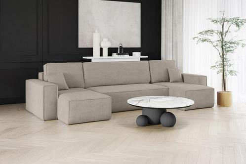 U-bank Ribstof Karlo Beige | Universeel | €649,-, Huis en Inrichting, Banken | Bankstellen, 300 cm of meer, 100 tot 125 cm, Hoekbank
