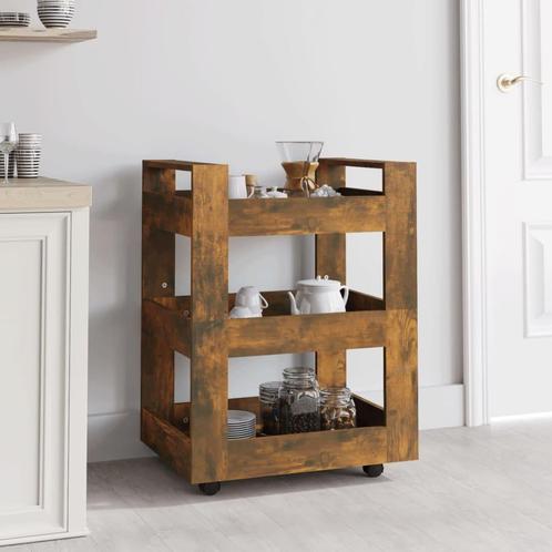 vidaXL Keukentrolley 60x45x80 cm bewerkt hout gerookt, Huis en Inrichting, Keuken | Keukenbenodigdheden, Nieuw, Verzenden