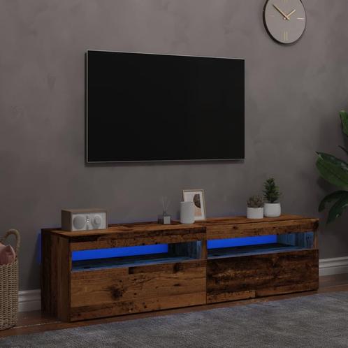vidaXL Tv-meubels met LED-verlichting 2 st bewerkt hout oud, Huis en Inrichting, Kasten | Televisiemeubels, Nieuw, Overige houtsoorten