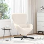 vidaXL Eivormige stoel Crème Krullend Wol-achtig Stof, Huis en Inrichting, Fauteuils, Verzenden, Nieuw
