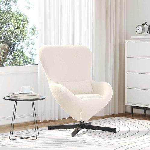 vidaXL Eivormige stoel Crème Krullend Wol-achtig Stof, Huis en Inrichting, Fauteuils, Nieuw, Verzenden