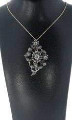 Hanger - 14 karaat Geel goud, Zilver Diamant (Natuurlijk) -, Sieraden, Tassen en Uiterlijk, Antieke sieraden