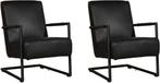 Leren fauteuils met sledepoot - Echt leer, Industrieel, Com, Nieuw, Ophalen of Verzenden, Industrieel, 50 tot 75 cm