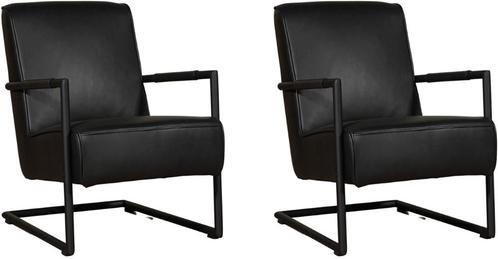 Leren fauteuils met sledepoot - Echt leer, Industrieel, Com, Huis en Inrichting, Fauteuils, 50 tot 75 cm, 75 tot 100 cm, Nieuw