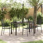 vidaXL 5-delige tuin eetset zwart katoen touw en staal, Verzenden, Nieuw