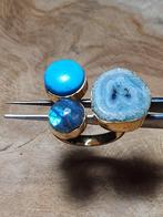 Unieke handgemaakte ring Labradoriet, Turkoois en Solar