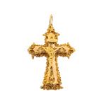 Gouden antieke hanger van een kruis met corpus | INRI, Ophalen of Verzenden, Gebruikt, Goud, Overige merken