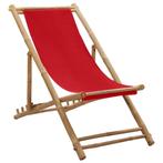 vidaXL Ligstoel bamboe en canvas rood, Tuin en Terras, Tuinstoelen, Verzenden, Nieuw