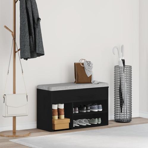 vidaXL Halbankje 60x30x45 cm bewerkt hout zwart eikenkleurig, Huis en Inrichting, Kasten | Schoenenrekken, Nieuw, Verzenden