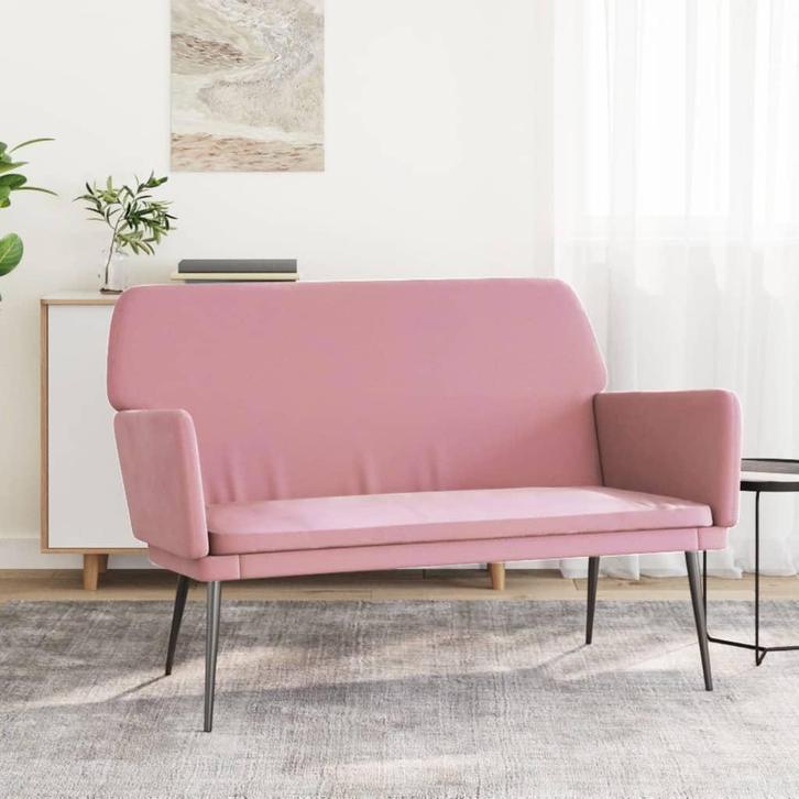 vidaXL Bankje 108x79x79 cm fluweel roze, Huis en Inrichting, Banken | Bankstellen, Nieuw, Minder dan 150 cm, Stof, Verzenden