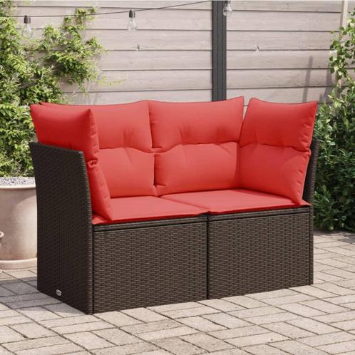 vidaXL Tuinbank 2-zits met kussens poly rattan bruin, Tuin en Terras, Tuinsets en Loungesets, Nieuw, Rotan, Verzenden