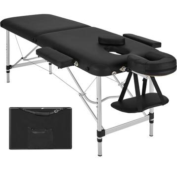 Massagetafel 2 zones met matras en aluminium frame - zwart beschikbaar voor biedingen